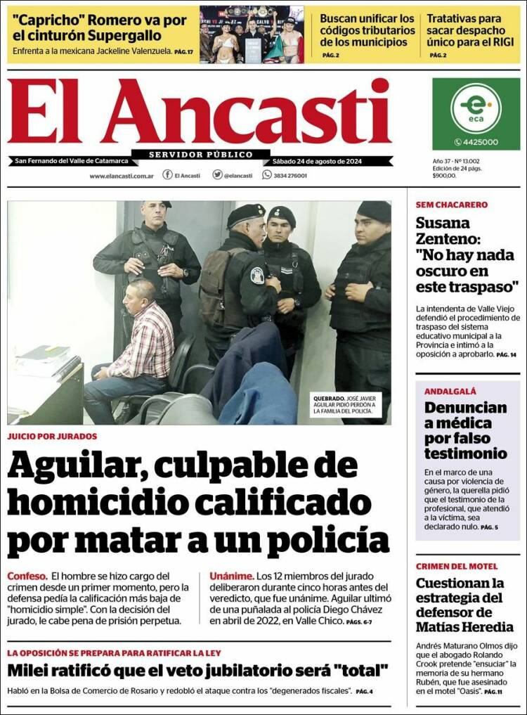 Portada de El Ancasti (Argentina)