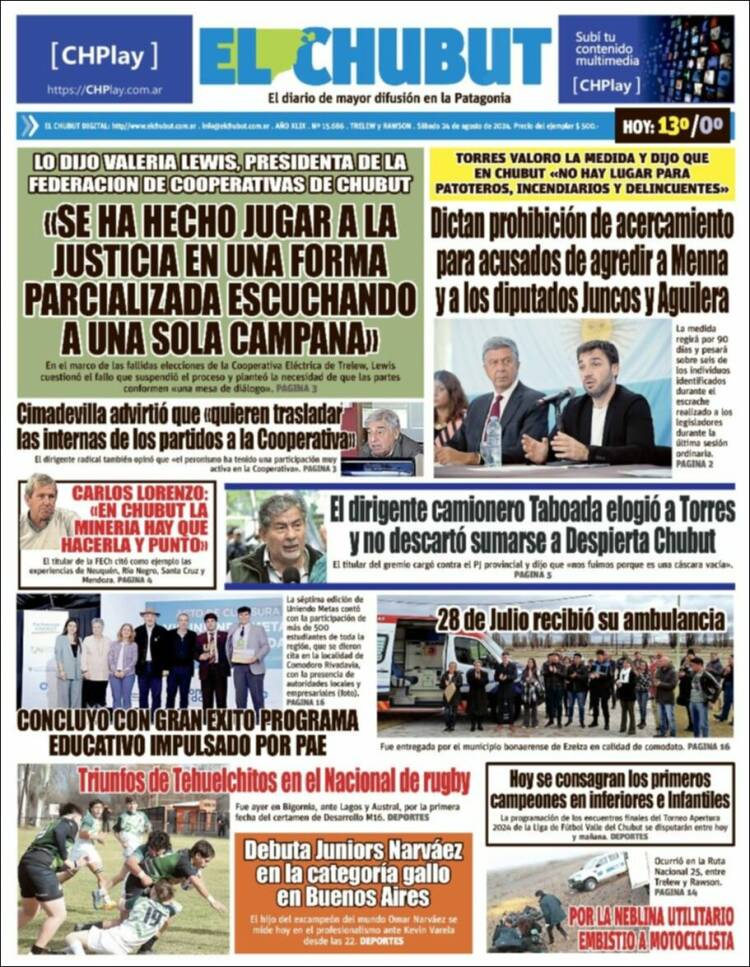 Portada de El Chubut (Argentina)