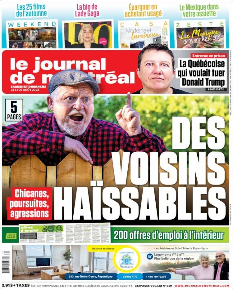 Portada de Le Journal de Montréal (Canadá)