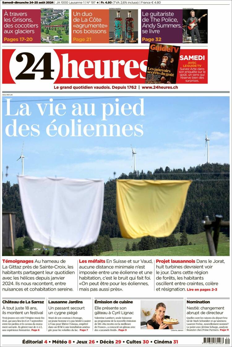 Portada de 24 Heures (Suiza)