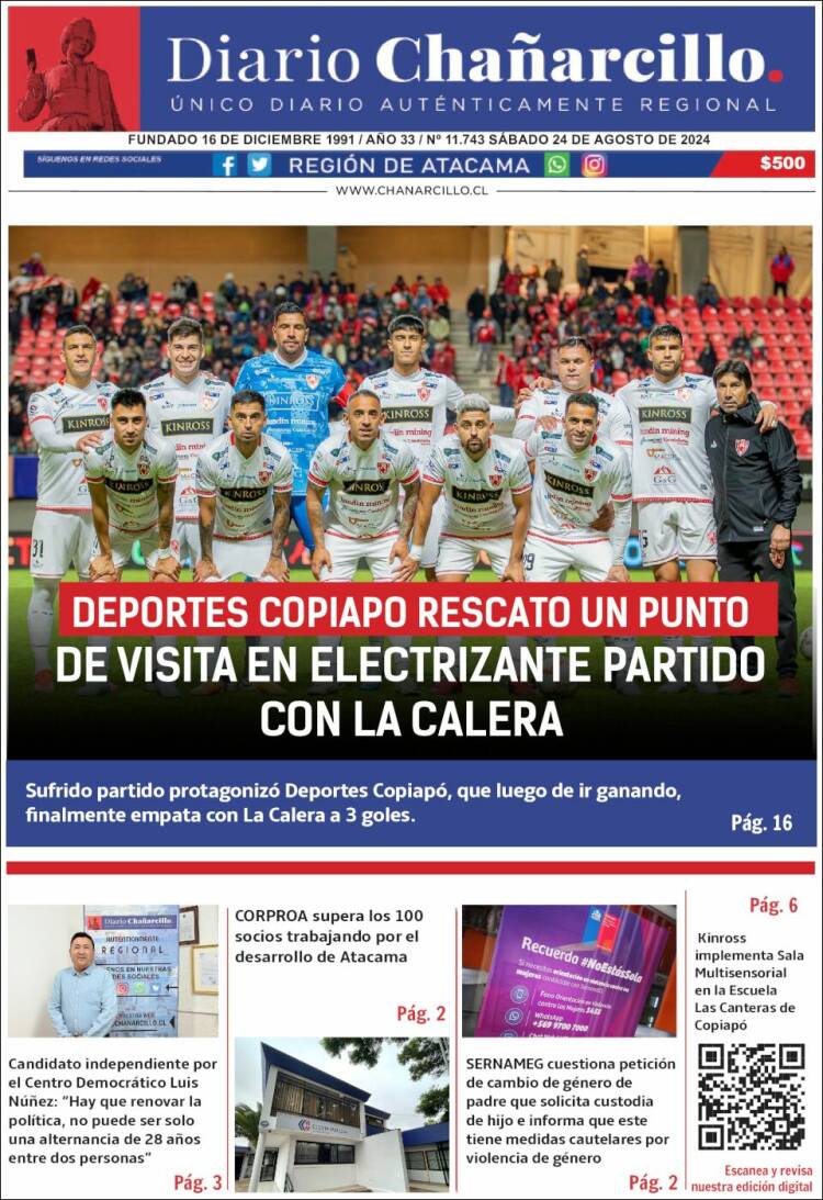 Portada de Diario Chañarcillo (Chile)
