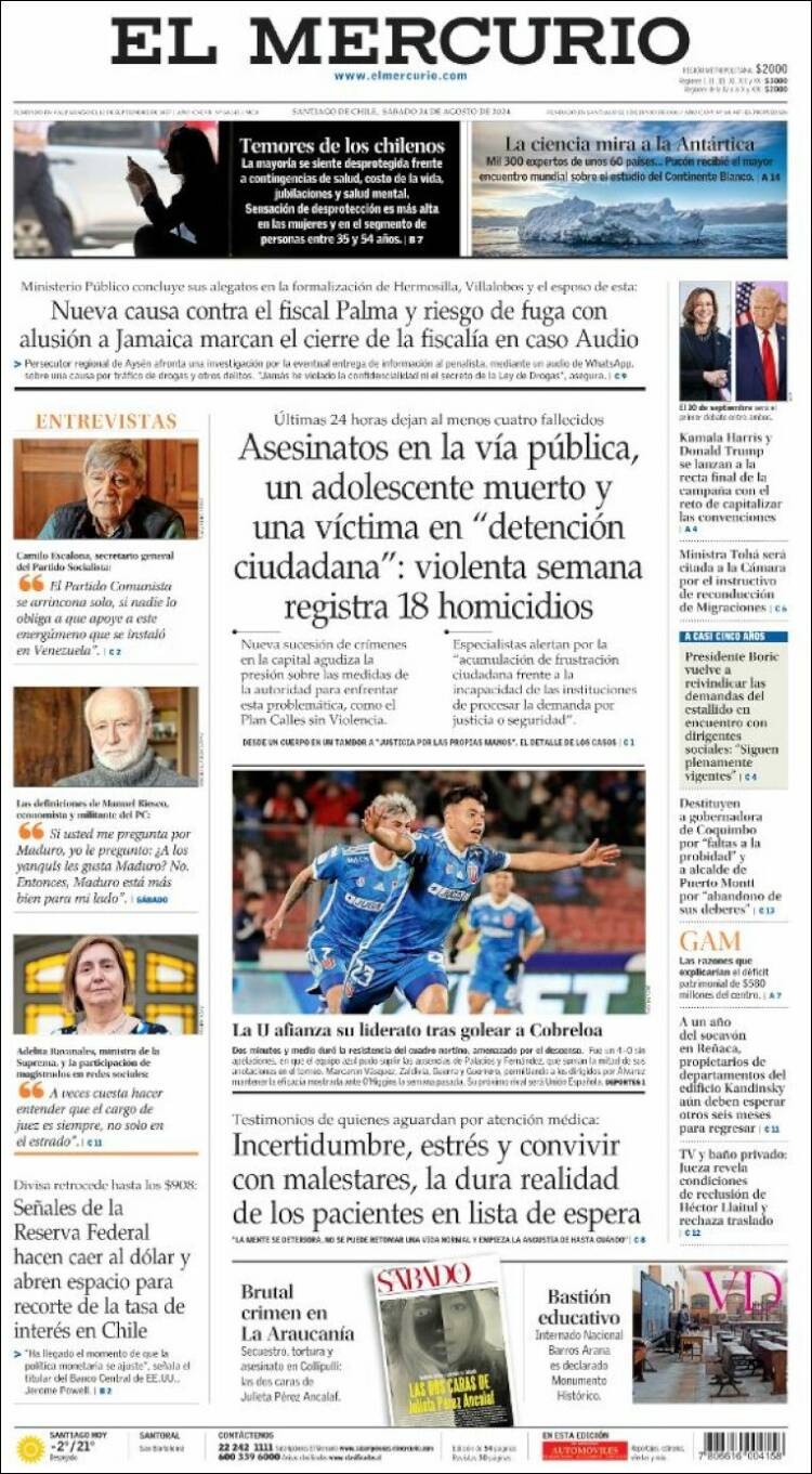 Portada de El Mercurio (Chile)