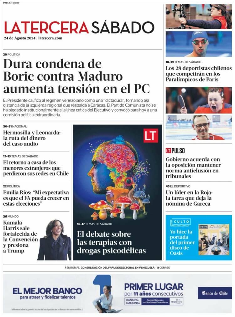 Portada de La Tercera (Chile)