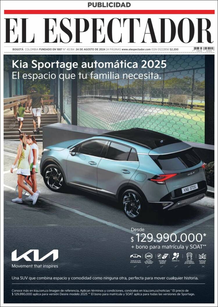 Portada de El Espectador (Colombia)