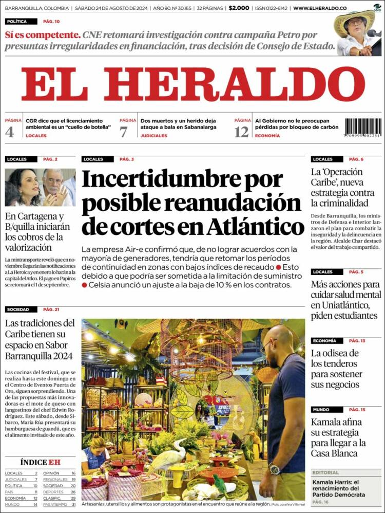Portada de El Heraldo (Colombia)