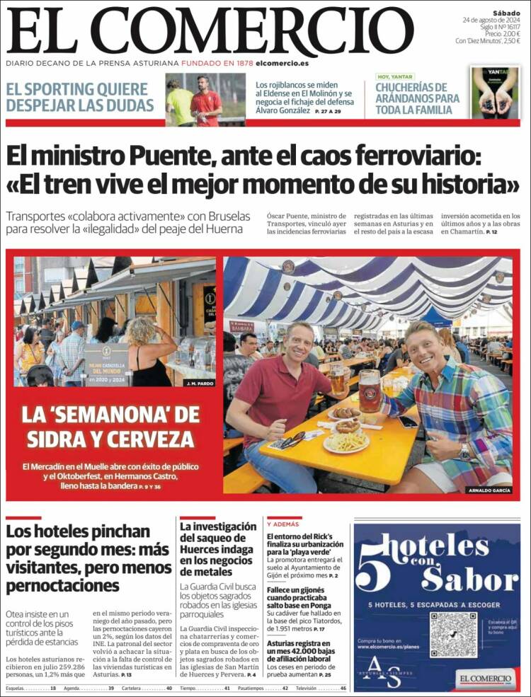 Portada de El Comercio - Gijón (Espa&ntilde;a)