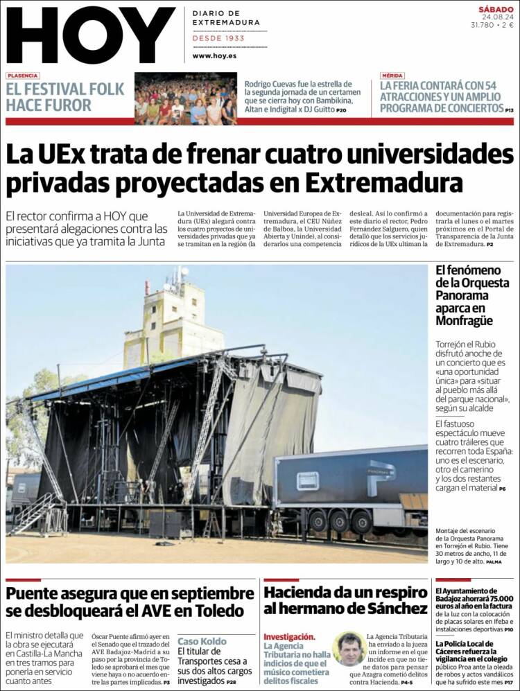 Portada de Hoy - Caceres (Espa&ntilde;a)