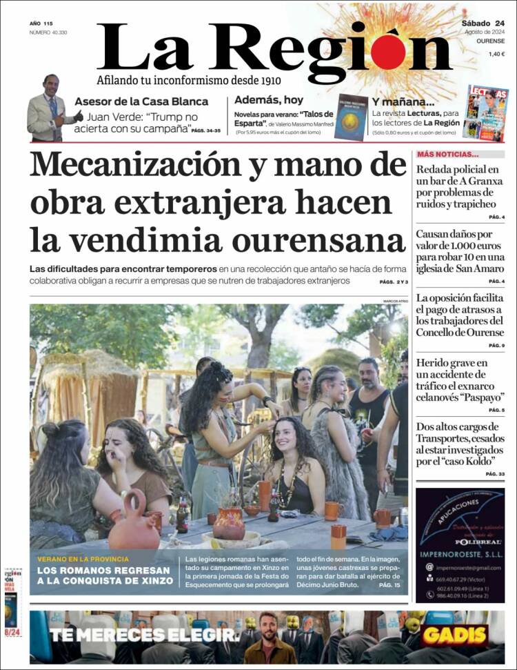 Portada de La Región de Ourense (Espa&ntilde;a)