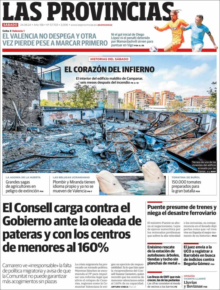 Portada de Las Provincias (Espa&ntilde;a)