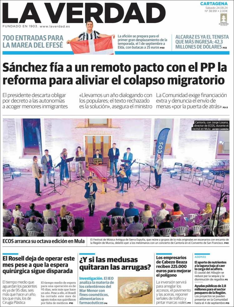 Portada de La Verdad de Cartagena (Espa&ntilde;a)