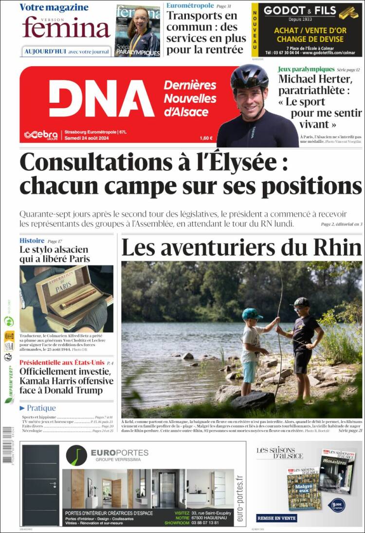 Portada de Les Dernières Nouvelles d'Alsace (Francia)