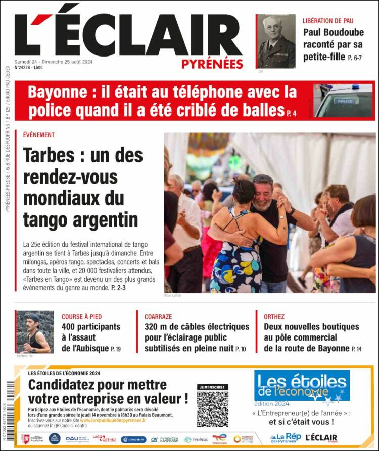 Portada de L'Eclair des Pyrénées (Francia)