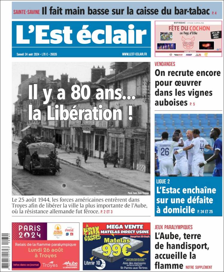 Portada de L'Est Eclair (Francia)