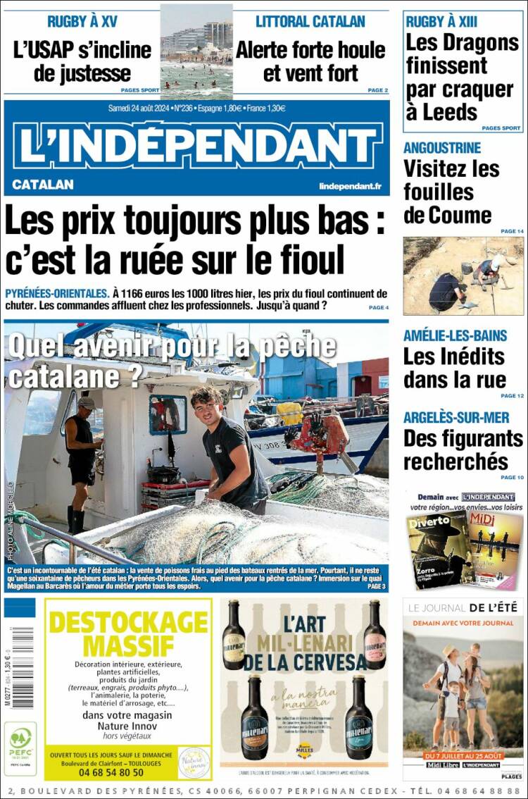 Portada de Le Indépendant (Francia)