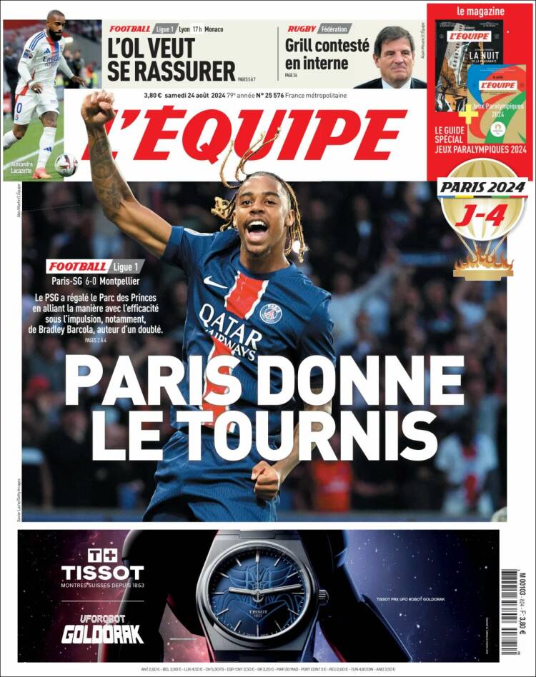 Portada de L'Equipe (Francia)