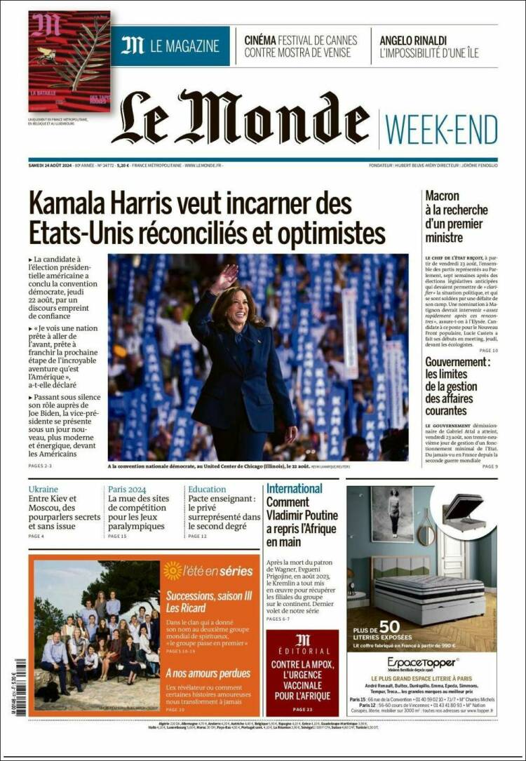 Portada de Le Monde (Francia)