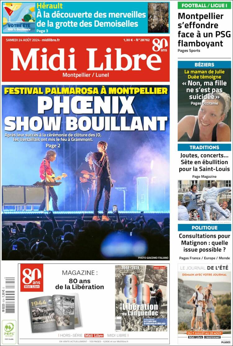 Portada de Midi Libre (Francia)