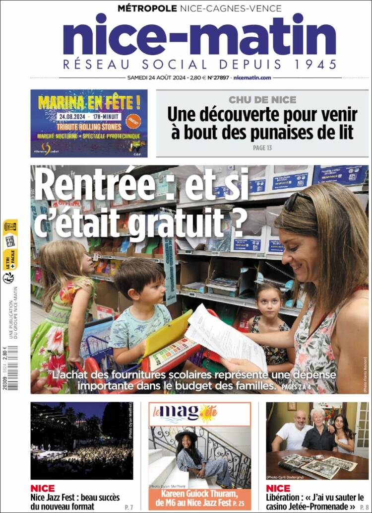 Portada de Nice-Matin (Francia)