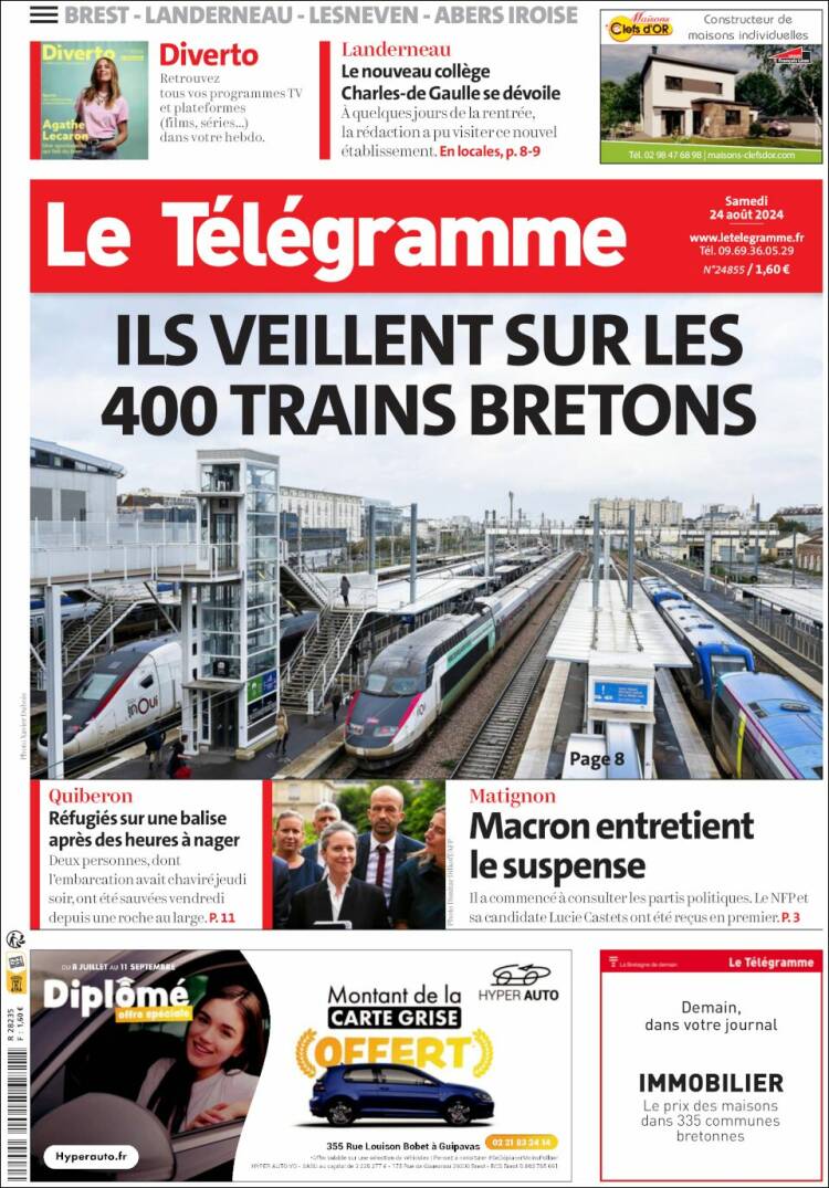Portada de Télégramme (Francia)