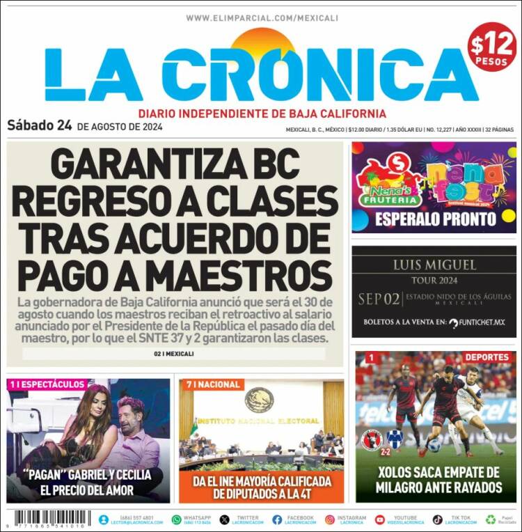 Portada de La Crónica de Baja California (M&eacute;xico)