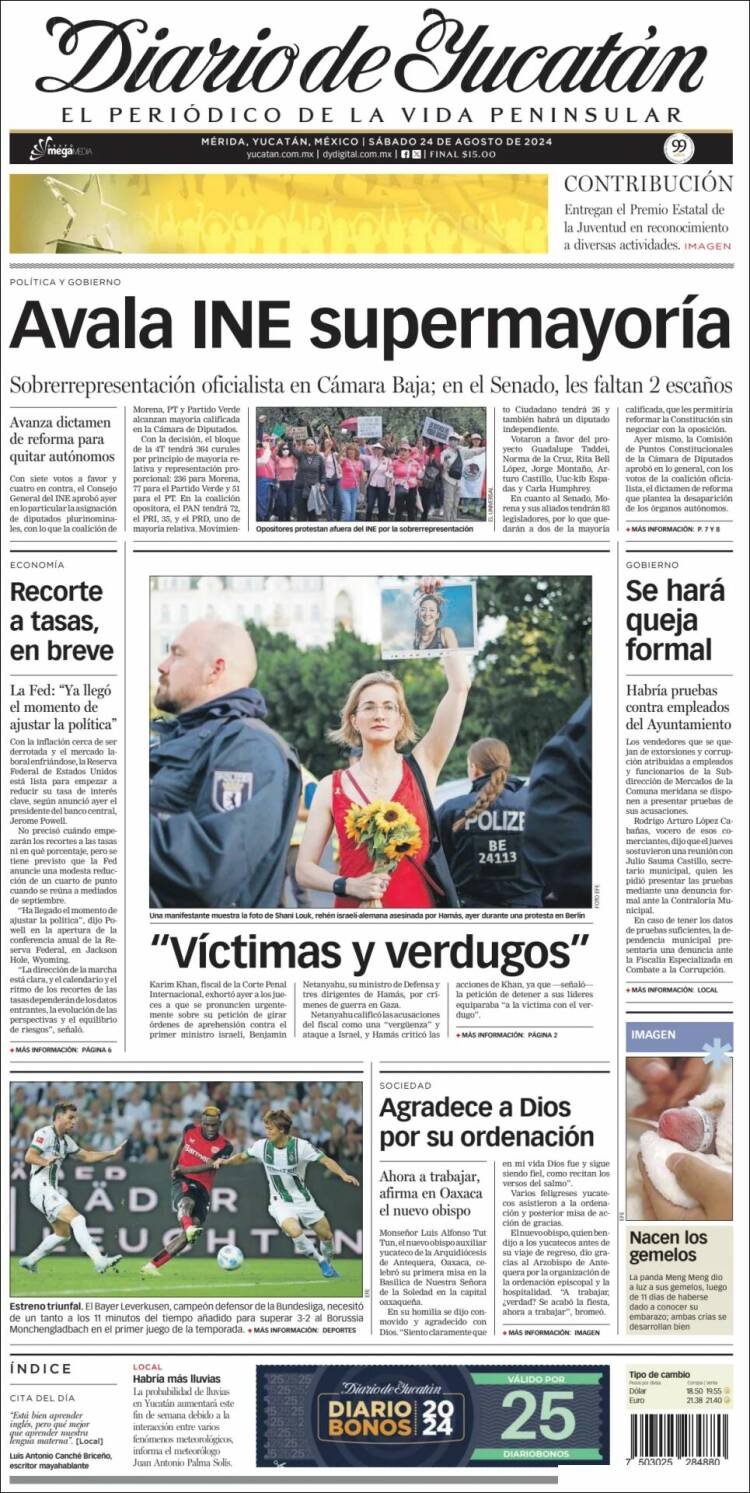 Portada de Diario de Yucatán (M&eacute;xico)