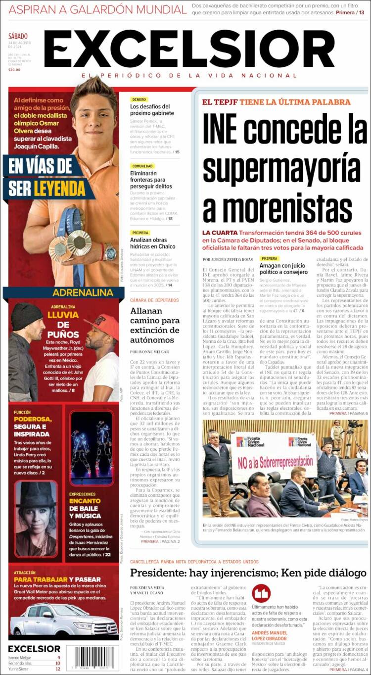 Portada de Excelsior (M&eacute;xico)