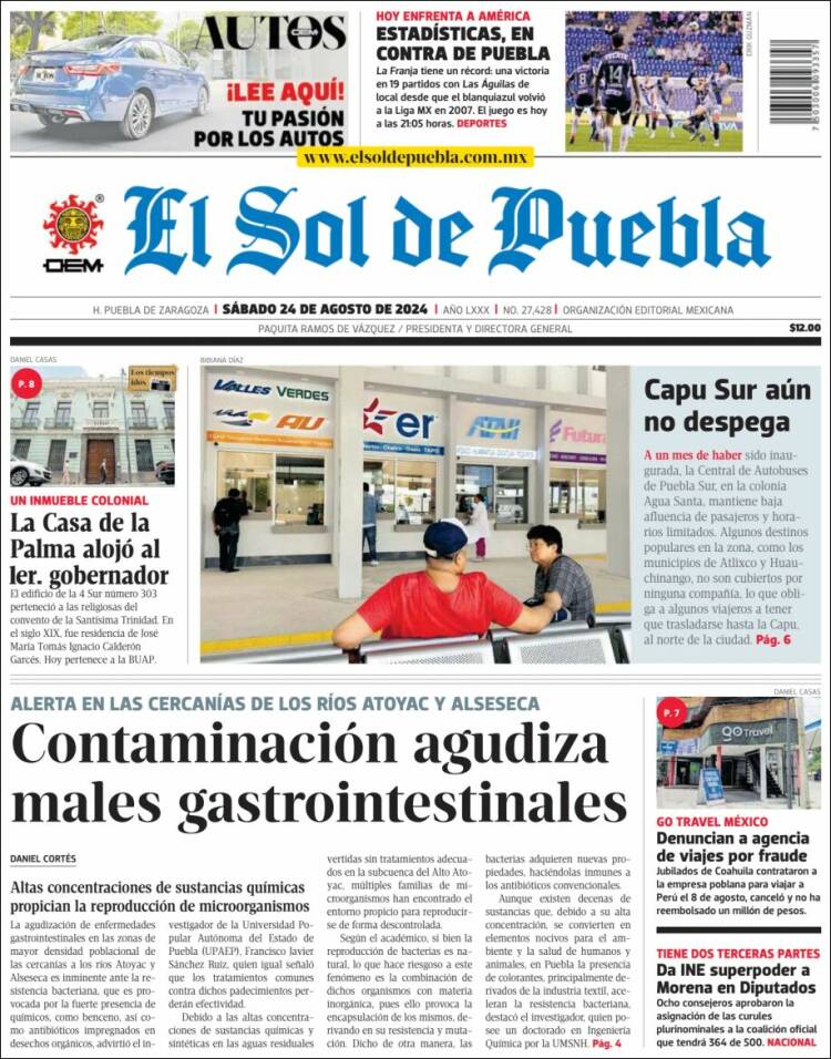 Portada de El Sol de Puebla (M&eacute;xico)