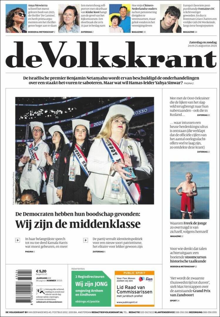 Portada de De Volkskrant (Pa&iacute;ses Bajos)