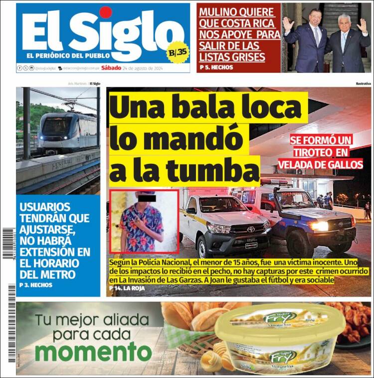 Portada de El Siglo (Panam&aacute;)