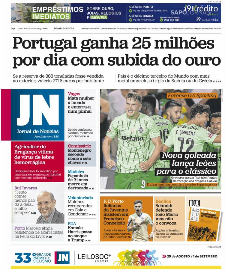 Portada de Jornal de Notícias (Portugal)