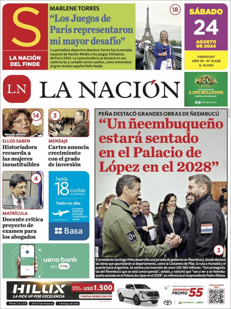 Portada de La Nación (Paraguay)