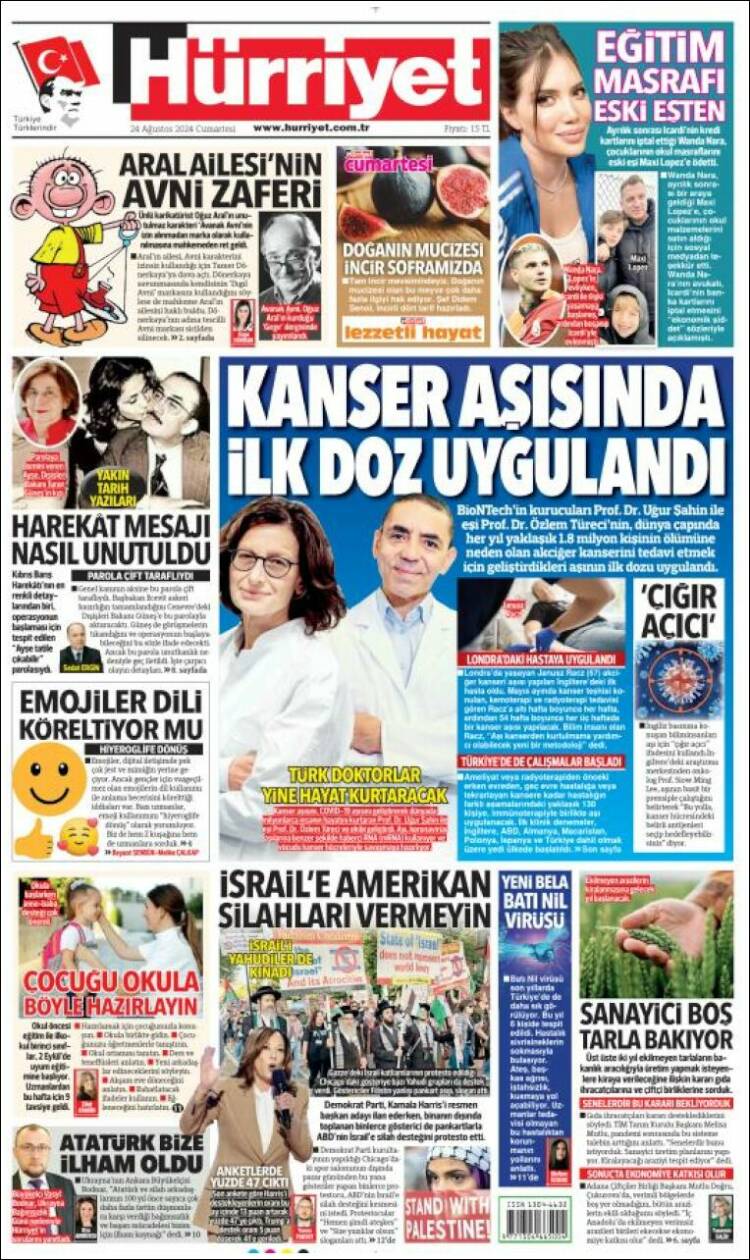 Portada de Hürriyet (Turqu&iacute;a)