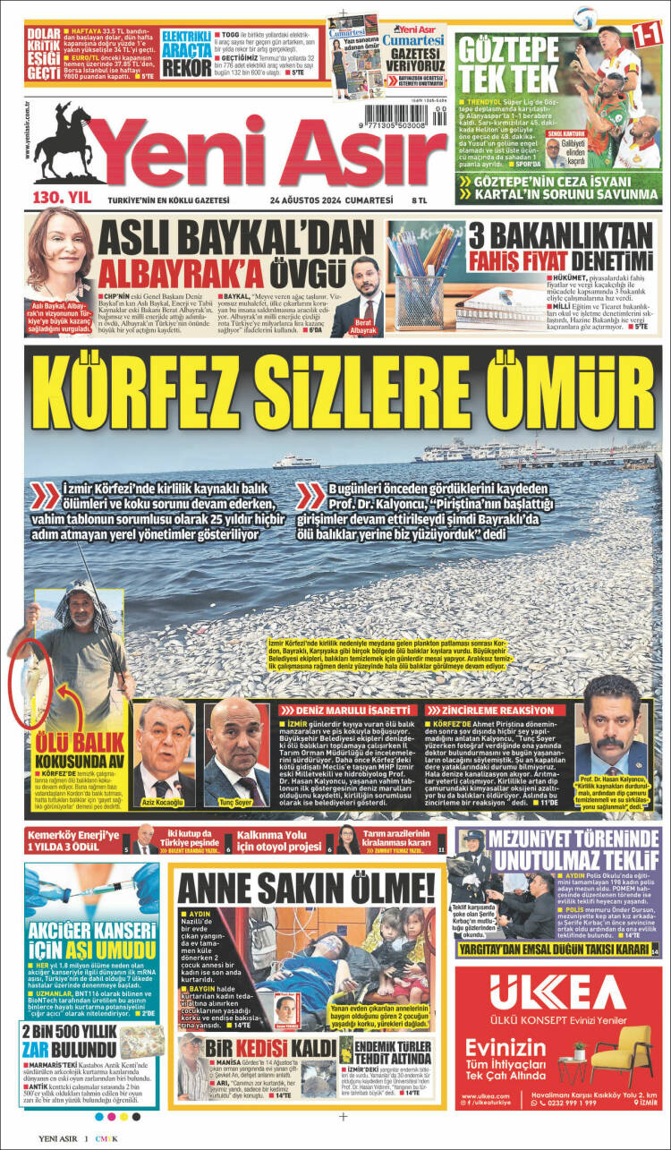 Portada de Yeni Asır (Turqu&iacute;a)