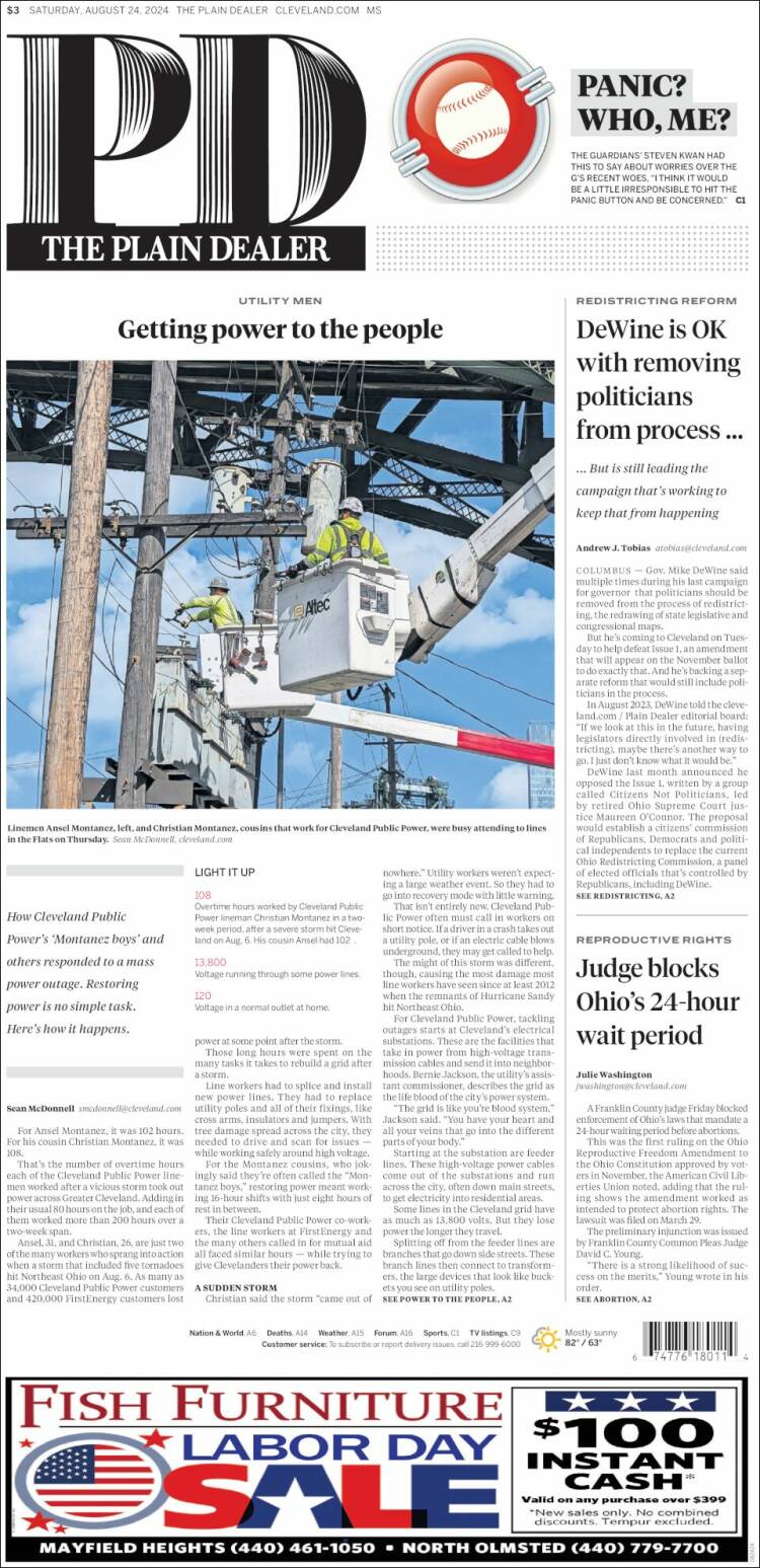 Portada de The Plain Dealer (USA)