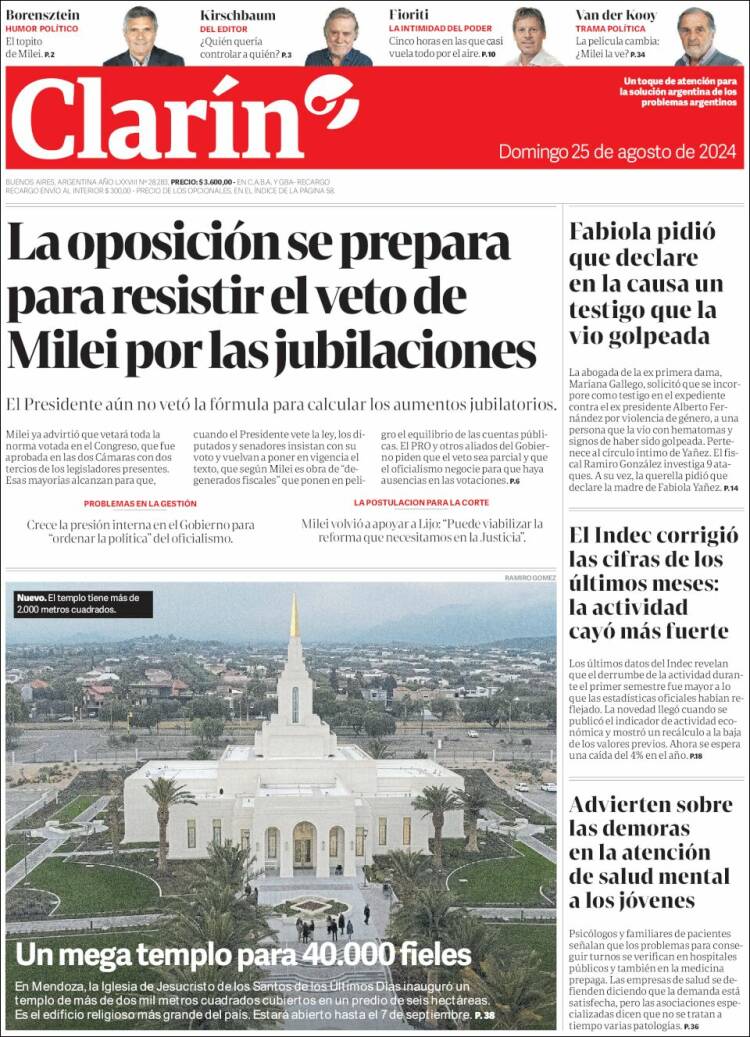 Portada de Clarín (Argentina)
