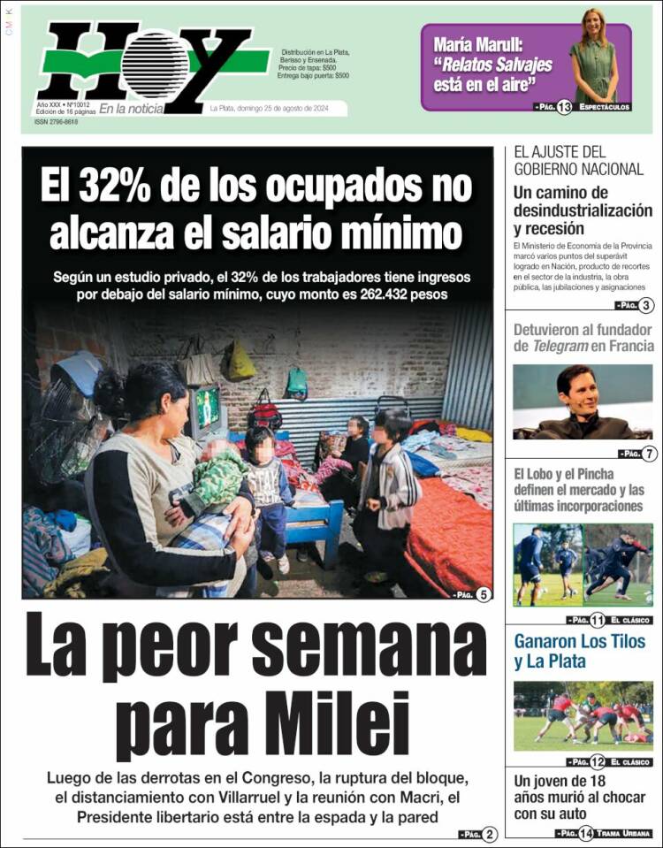 Portada de Diario Hoy (Argentina)