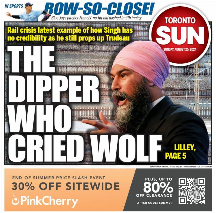 Portada de The Toronto Sun (Canad&aacute;)
