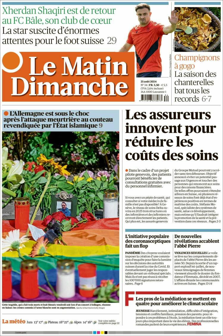Portada de Le Matin (Suiza)