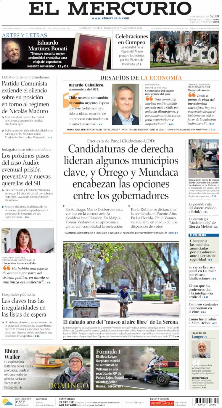 Portada de El Mercurio (Chile)