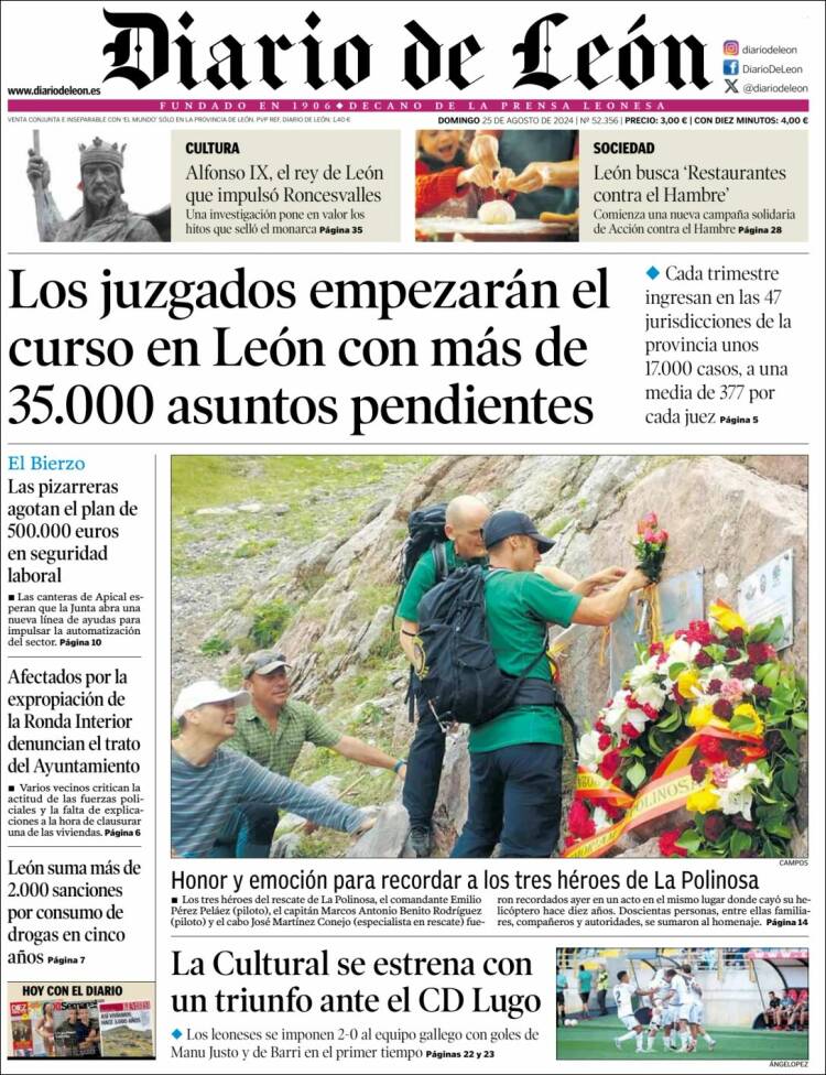 Portada de Diario de León (Espa&ntilde;a)