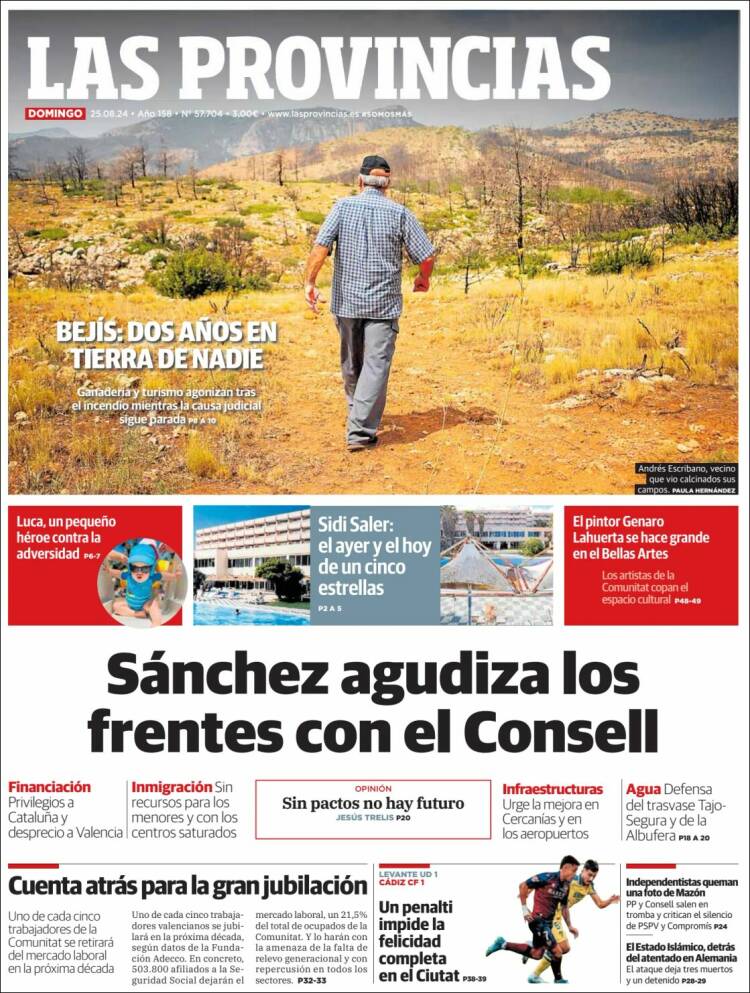 Portada de Las Provincias (Espa&ntilde;a)