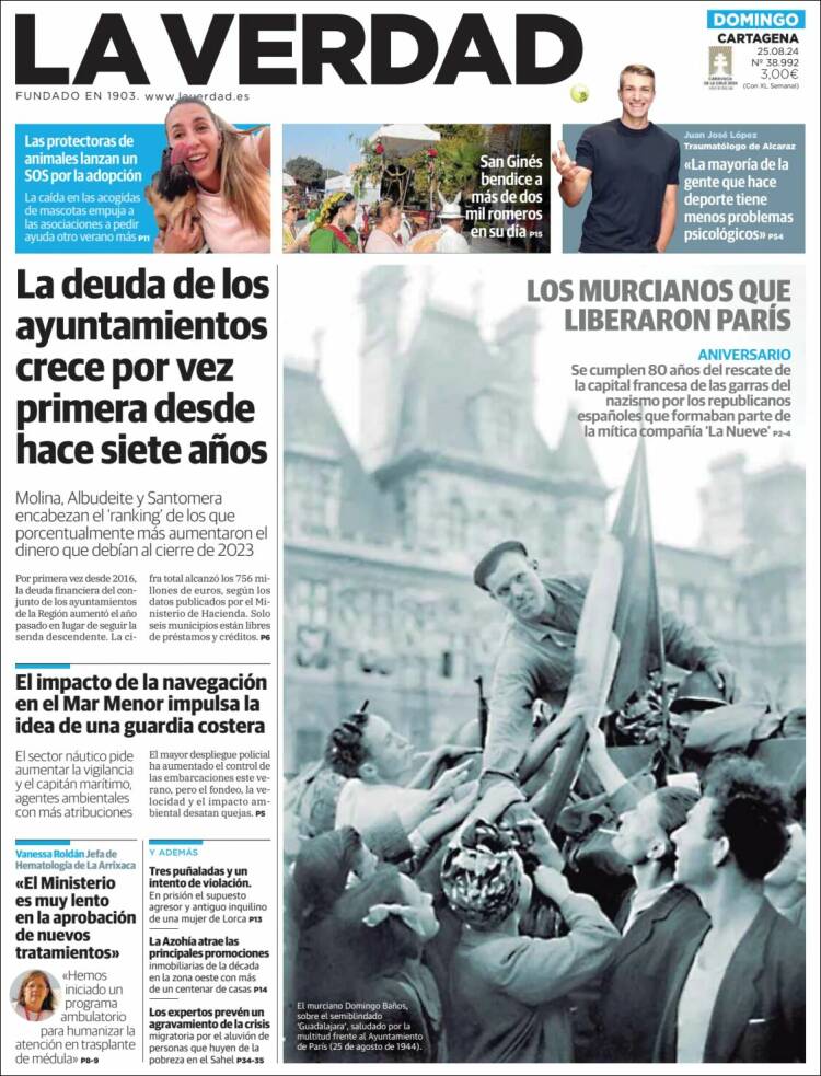 Portada de La Verdad de Cartagena (Espa&ntilde;a)