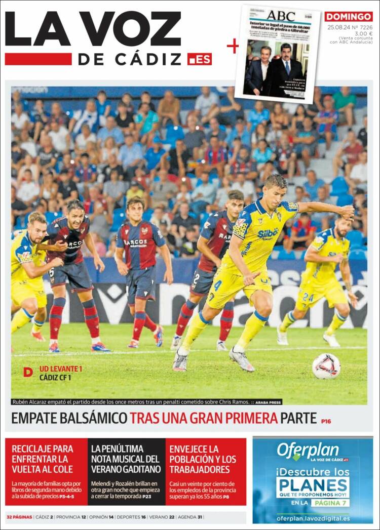 Portada de La Voz de Cádiz (Espa&ntilde;a)