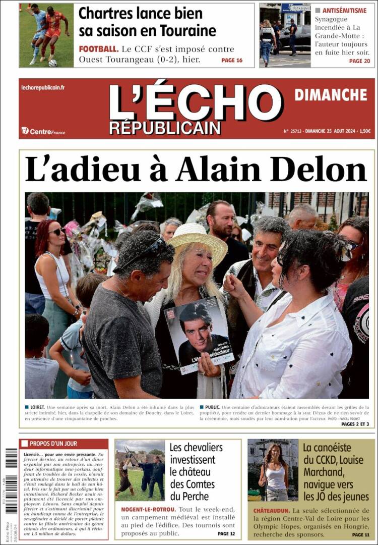 Portada de L'Echo Républicain (Francia)
