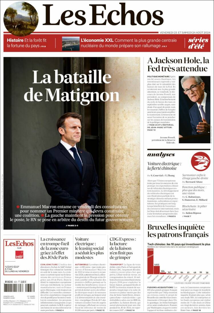Portada de Les Echos (Francia)
