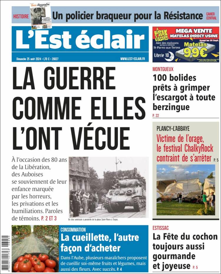 Portada de L'Est Eclair (Francia)