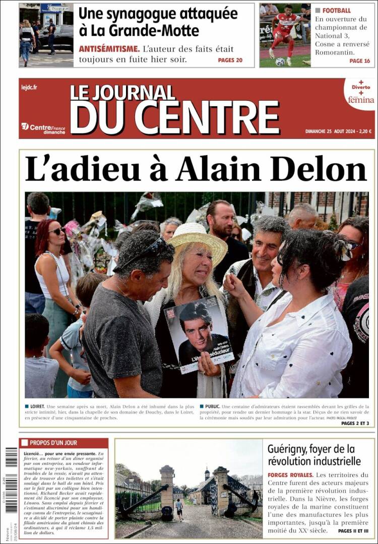 Portada de Le Journal du Centre (Francia)