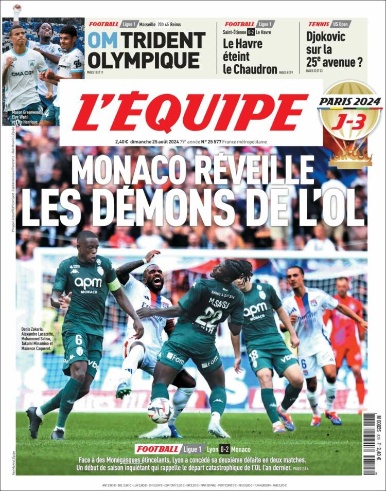 Portada de L'Equipe (Francia)
