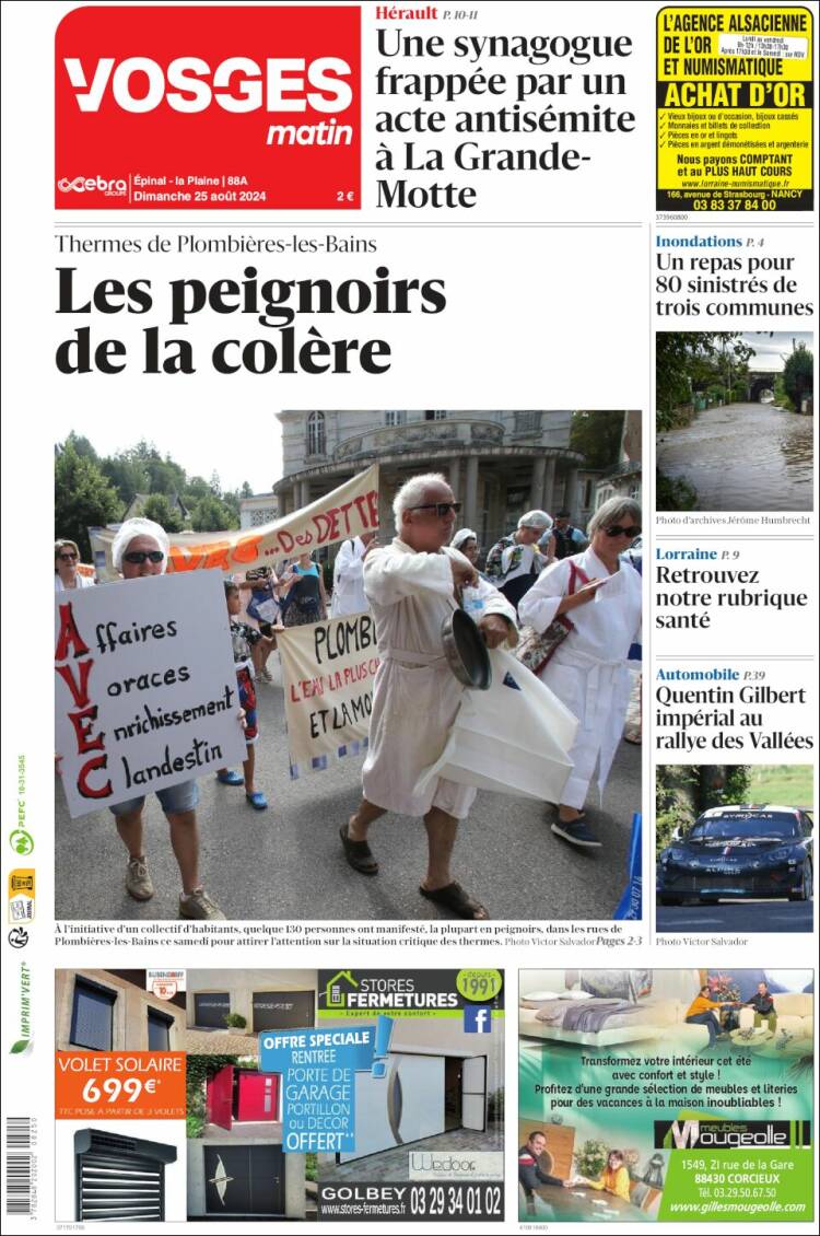Portada de Vosges Matin (Francia)