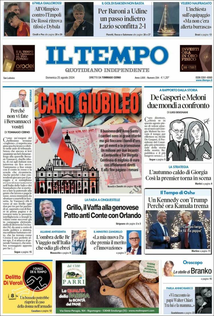 Portada de Il Tempo (Italia)